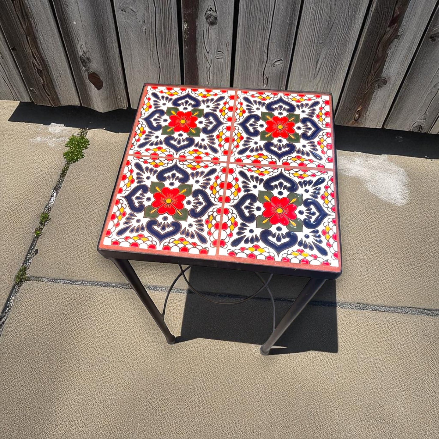 Custom Talavera Tile Accent Table | Handmade Mexican End Table
